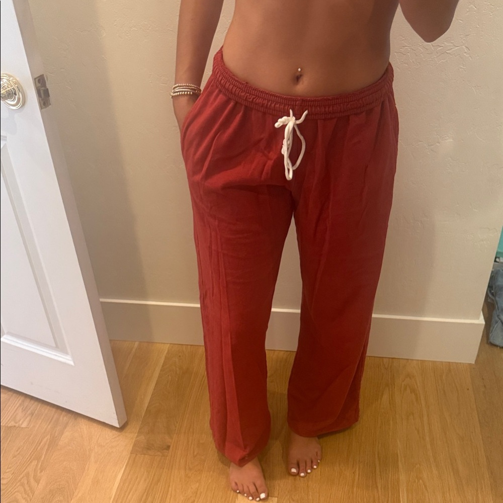 Brandy Melville Red Wide Leg Pants